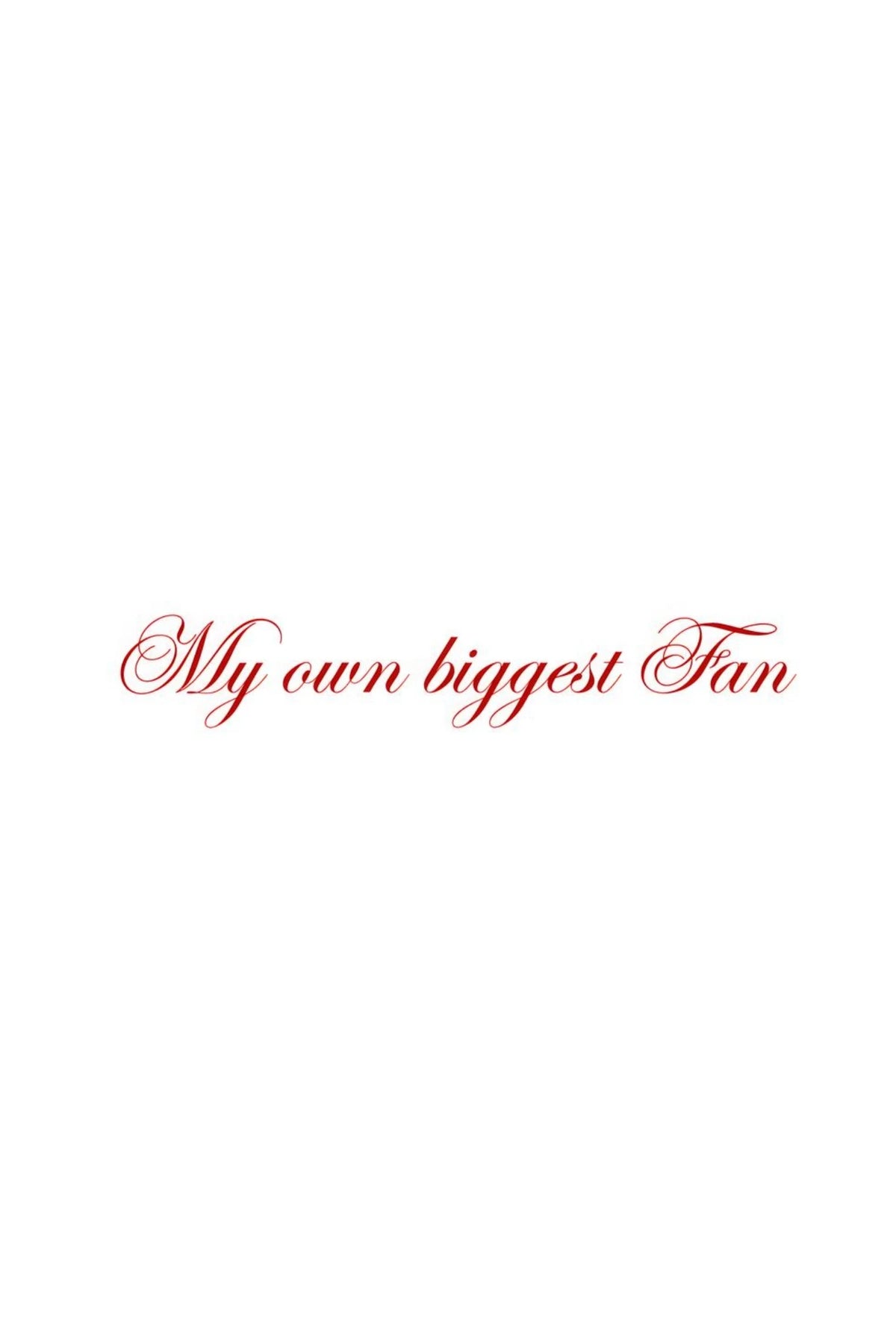 White poster with red cursive typography