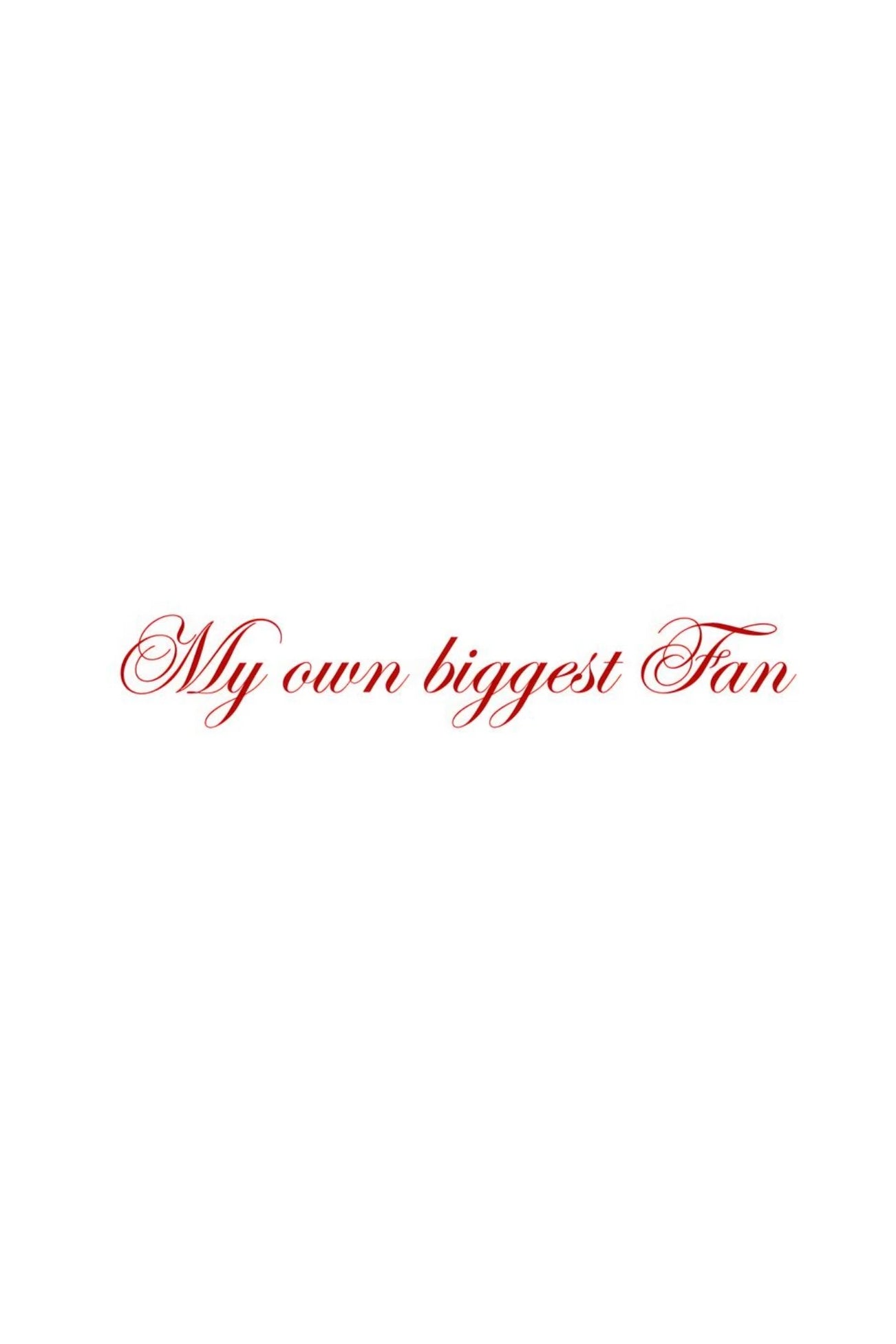 White poster with red cursive typography